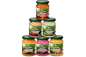 ‎BIOZENTRALE biozentrale Brotaufstriche Bestseller-Box | 6 x 125 g | vegan & laktosefrei | 6 beliebte Aufstriche im Vorteilspack | lecker auf Brot oder zum Verfeinern von Gerichten