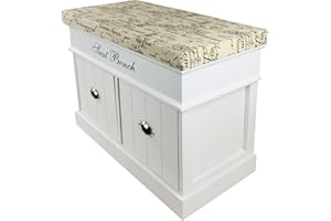 Geko White Seat Bench with 2 Drawers & Lid 70cm, Large, One Size