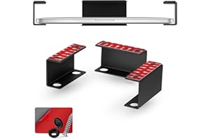 Brainwavz Adhesive Under Desk Laptop Holder, Metal Mount VHB & Screw In, Devices upto 1.8" Thick like Laptops Macbooks Surface, Keyboard Routers, Modems Cable Box Network Switch & More (Black)