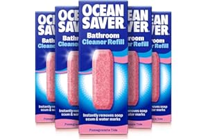 OceanSaver Eco Multi-Surface Bathroom Cleaner - 6x 10ml Refills | Powerful Just Add Water Toilet, Sink & Shower Watermark & Cleaning Spray | Plant Based, Plastic & Cruelty-Free | Pomegranate Scent