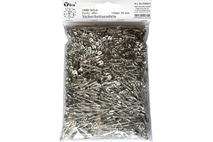 YLINE 1000 imperdibles pequeños, plateados, aprox. 28 mm, agujas de seguridad, E90021