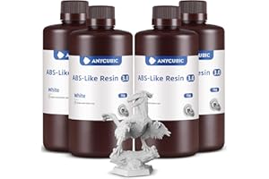 ANYCUBIC Résine ABS Like 3.0, Blanc 4KG, Résine pour Imprimante 3D LCD/DLP, Résine Photopolymère UV 405nm offrant une Excellente Résistance et Résilience, Haute Précision, Faible Odeur