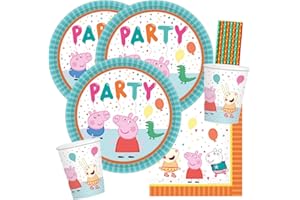 spielum 40-częściowy zestaw imprezowy Peppa Wutz - Pig - talerz, kubki, serwetki słomki do picia dla 8 dzieci