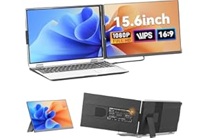 siaviala Monitor Portatile Aggiornato Da 15,6”, Estensore Del Doppio Monitor Del Laptop Portatile Fhd 1080p Ips, Estensore Dello Schermo Da Viaggio Staccabile Adatto A Computer Portatili Da 13-17,3”
