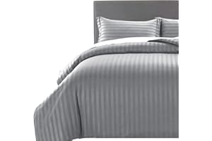 MOONLIGHT20015 Pojedyncza poszwa na kołdrę – jasnoszare paski miękka pojedyncza pościel zestaw pościeli z 1 pasującą poszewką na poduszkę (jasnoszara, pojedyncza)