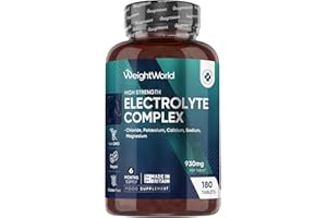 WeightWorld Electrolyte Complex 930mg | 6 Months Supply | 180 Electrolyte Tablets | Includes Magnesium, Chloride, Potassium, Calcium & Sodium | Vegan, Unflavoured & Non-GMO Hydration Tablets