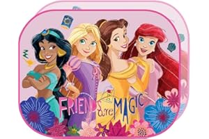 TATAWAY IN VIAGGIO SI CRESCE Tataway Coppia tendine laterali parasole auto Disney Principesse 44x35 cm – Protezione solare bambine con grafiche Jasmine, Rapunzel, Belle, Ariel su fondo rosa