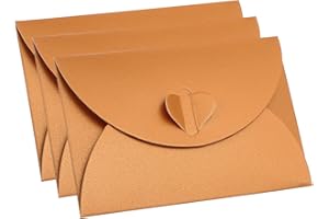 PATIKIL Gift Card Envelopes, 12 Pack Heart Shaped Clasp Small Gift Cards Holder Mini Envelope for Birthdays Weddings, Orange