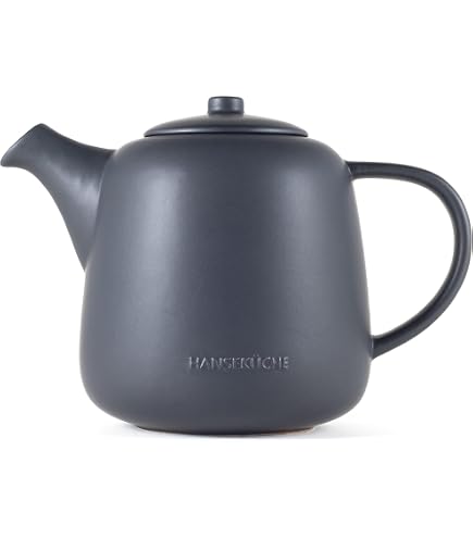 Théière Copenhague 1,6L Noire - Porcelaine Avec Infuseur Amovible - Compatible Réchaud - Filtre Acier Inoxydable
