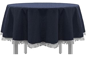 EXKLUSIV HEIMTEXTIL Gartentischdecke mit Fransen Tischdecke Classic Outdoor PVC Weichschaum rutschhemmend für Garten, Balkon, Terrasse 130 cm rund blau