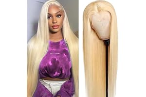 CLASSINE Blonde Human Hair Wig Parrucca Donna Capelli Veri Biondi Remy Umani Capelli #613 Biondo Straight 13x4 Blonde Lace Front Wig Free Part Glueless Wig Brazilian Parrucche Biondo For Women (18 Pollici)