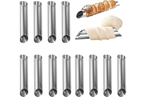SOGHO 12 Pcsen Acier Inoxydable Crêpe Tube Crème Corne Moule, Vis Croissant Moule Diy Solénoïde Anode Spirale Gâteau Corne Pain De Cuisson Moule Cannoli Tubes,Pour Cuisine Cannoli, Feuilletés, Gâteau