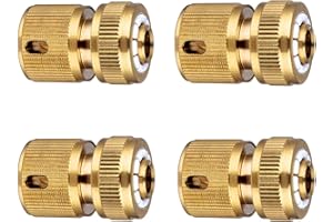 Tesmotor Laiton Raccord d'arrosage Rapides pour Tuyau, Raccord d'Arrosage Aquastop 13 mm (1/2'') et 15 mm (5/8") - Pack de 4