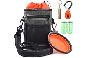 Vivi Bear Sac à Nourriture pour Chien - Réfléchissant - 3 m - Lavable - pour l'entraînement du Chien - Clicker de Voyage - Distributeur de Sacs à déjections Canines