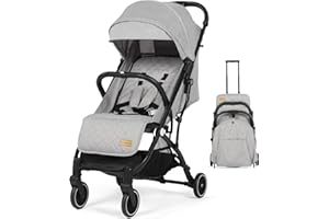 HELLO-5IVE Baby Stroller Pushchair, One-Hand Foldable Compact Travel Stroller Buggy with Rain Cover&Mosquito Net, Lightweight Baby Pram with 5-Point Harness, Adjustable Seat and Large Basket, 0-15KG, Light Grey