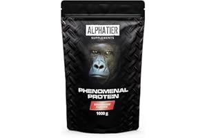 ALPHATIER SUPPLEMENTS ALPHATIER Poudre de protéine avec BCAA et EAA - Strawberry 1000g - avec 82% de protéines - Poudre de protéine - Fraise - Protéine de soja avec acides aminés - sans gluten + lactose