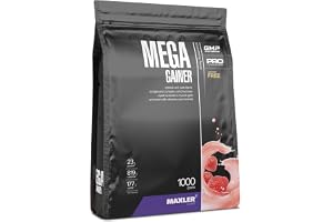 Maxler Mega Gainer - viktökning för att bygga muskler - jordgubbar - 1000g - kombination av protein, kolhydrater, vitaminer och mineraler - 10% vassleprotein - shake med högt kaloriinnehåll