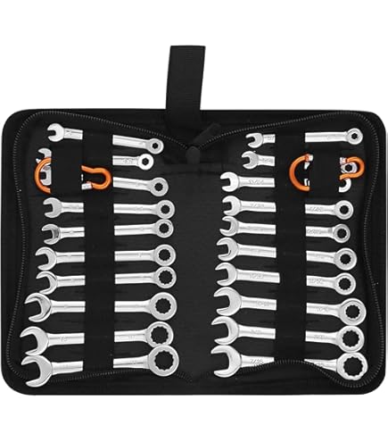 WORKPRO 5-Piece Metric Ratcheting Wrench Set - 10-15mm With Organizer Rack