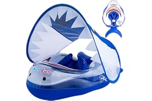 CFYYFC Baby Schwimmring mit Sonnendach, Schwimmring Baby 6 Monate Schwimmhilfe Kinder 3-6 Jahre, Verstellbarer Sicherheitssitz mit UPF50+ Sonnenschutzdach & Spielzeug