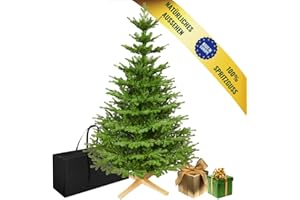 ‎TREESHOUSE Premium Künstlicher Weihnachtsbaum 210 cm Nordmanntanne [100% Spritzguss] Tannenbaum Künstlich inkl. FSC zertifiziertem Holzständer und Tasche I Christmas Tree Made in EU