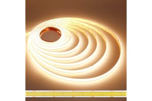 JOYLIT PRO+ Striscia LED COB 24V 5M Doppia Fila 3000K Interno, CE UL 3100LM/M Alta Luminosità 25W/M CRI 95+ Illuminazione Nastri Luce, 960LEDs/M 12MM Bianco Caldo Continuous Strip LED (Solo Luci)