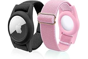 THINGSBAG AirTag Bracelet pour Enfants, 2 Pack Air Tag Porte-Bracelet Compatible avec Apple Item Finder, Réglable Anti-Perte iTag GPS Bracelet-Montre en Silicone Housse de Protection pour Enfants/Tout-Petits