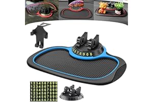 Camic Multifunction Car Anti-Slip Mat Auto Phone Holder, Rotatable Universal Dashboard Mat with Phone Holder for Smartphones (Blue)