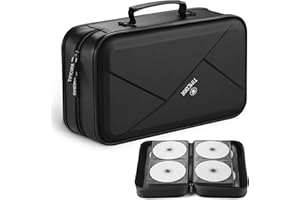 TIMCORR CD Case DVD Holder Storage: 144 Capacity DVD Cases Organizer Portable Wallet Storage - CD Plastic Protective Carrying Binder for Home Travel (Black)
