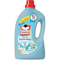 Omino Bianco - Detersivo Lavatrice Liquido, 50 Lavaggi, Rispetta Colori e Tessuti, Fresco Profumo con Essenza di Muschio Bian