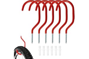 Cerioll Crochets De Garage Pour Vélo,6 Pièces Crochet de Rangement Mural Robuste,Crochet à Visser,Crochets de Plafond Robustes avec 6 Tubes d'Expansion pour Garage