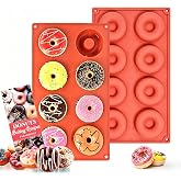 Kezidhp 2 Silicone Donuts 8 Cavity Reusable Non-Stick Molds | Ideal for Baking Donuts, Biscuits and Gelatin, Homemade Baking,