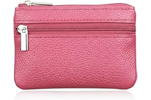 Hibate Women's Mini Coin Purse Wallet Genuine Leather Zipper Pouch with Key Ring