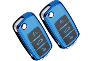 MOICAINY 2 Stück Autoschlüssel Hülle, Schlüssel Hülle Kompatibel VW Golf Seat Schlüsselhülle Cover 3-Tasten TPU Auto Schlüssel Cover