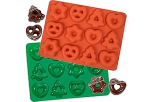 webake Silikonowa forma do pieczenia piernika, 2 sztuki, gwiazdy, serce, precle, choinka, pierniki, formy do pieczenia pierników, 2 sztuki