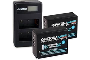 PATONA Caricatore Doppio LCD con 2x NP-W126S Platinum Batteria Compatibile con Fuji Fujifilm FinePix HS50EXR HS30EXR XPro-3