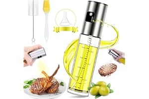 Nylea ÖLsprüHer für Speiseöl,100ml Öl Sprühflasche Edelstahlglas ÖLspray Zum Kochen Öl spray für Heißluftfritteuse Airfryer Öl Spray für Salat, Grillen, Backen In der Küche Kleine Glas