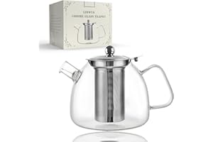 LIBWYS Teekanne 1000ml mit Abnehmbarem Siebeinsatz，teekanne glas aus Hitzebeständigem Borosilikatglas，Geeignet zum Aufbrühen von Tee, Blumentee, Kräutertee und Teebeuteln，Einfache Reinigung