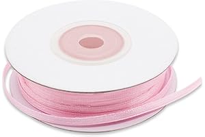 DECORAPARTY Nastro Rosa in Doppio Raso 3 mm, Nastro Bobina Satinato per Bomboniere Regalo Matrimonio Battesimo Comunione Cresima Cerimonia Natale, Rotolo da 50 metri mt