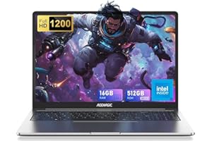 ACEMAGIC PC Portatile 16" Full HD,In-tel Alder Lake N97 (Fino a 3.6Ghz) Notebook,16GB DDR4 RAM 512GB SSD,2.4G/5G WiFi,BT5.0,Type_C, USB3.2,HDMI,Computer Studio Ufficio Laptop Grigio