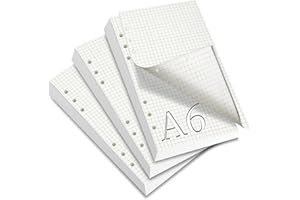 SWTYExt 3 Opakowania Papieru Uzupełniającego A6 W Kratkę, 180 Arkuszy, 6 Otworów, Do Wielokrotnego Napełniania, Wkłady Do Segregatora, Notatnika, Szkicowania, Dziennika, Malowania