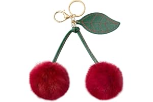 WEWAYSMILE Abalorio de cerezo para bolso de mano, bonito llavero de felpa para Wowen con hebilla de anillo de aleación para bolso, llavero, mochila, decoración para mujer