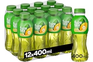 Fuze Tea, Bevanda Rinfrescante Analcolica di Té al Gusto Mango e Camomilla, con Zuccheri ed Edulcorante - 1 Confezione da 12 Bottiglie da 400 ml