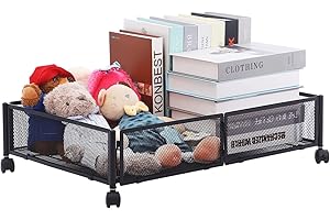 Caluself Boîte de rangement sous le lit avec roues - Rangement sous lit - tiroir - Montage sans outil - Pour vêtements, literie, couvertures et chaussures (60 x 40,5 x 16 cm)