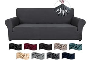 CYCMACO Funda Sofa 3 Plazas Ajustable, Funda De Sofa Elastica Antideslizante Antimanchas, Universales Couch Cover con Reposabrazos, Lavables, Gris Oscuro
