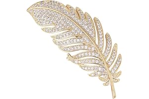 Ryaupy Feder Retro Brosche, Strickjacke Elegant Metall Anstecknadel, Modisch Zart Fashion Party Accessoire für Frauen Hut Tasche Hochzeit Geburtstag Elegantes Kleid Zubehör (Gold)