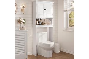 Xbro Armario para Inodoro y Lavadora, Mueble Alto con Puertas y Estantes Abiertos, Ahorra Espacio, 65 x 22 x 163,5 cm, Blanco