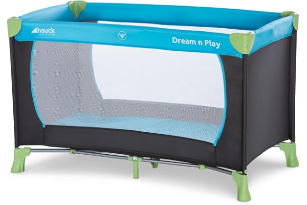 hauck Lit Parapluie Dream N Play 120 x 60 cm - Pour Bébés et Enfants de la Naissance à 15 kg, Léger, Pliage Compact, Sac de Transport et Fond Pliable Inclus, Bleu