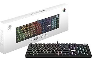 MSI Forge GK320 FR Clavier Gaming Mécanique - Français AZERTY, Switches Red (Linéaires) interchangeables, Couvercle magnétique, Touches ergonomiques, LED RGB, USB 2.0 - Pleine Taille
