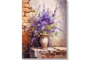 hoshiron Dipingere con i Numeri Adulti, Paint by Numbers Kit, Colorare con i Numeri Adulti, Dipingi con i Numeri con Tela, Vernice Acrilica e 3 Pennelli(senza Cornice40 x 50cm-Fiori 03