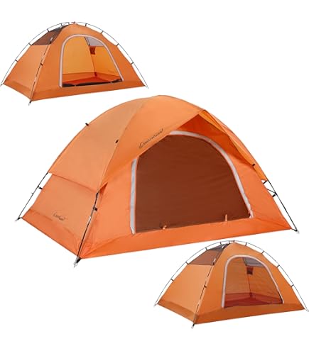 EPCPSHADES Koepeltenten voor 1-2 personen voor kamperen, lichtgewicht draagbare backpacktent, kleine eenvoudige set-up outdoor waterdichte camping wandeltent voor volwassenen, oranje